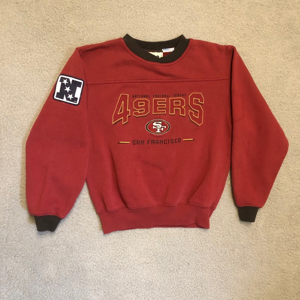 VTG San Francisco 49ers Crewneck Red Embroidered NFL XS/Youth L Lee Sport